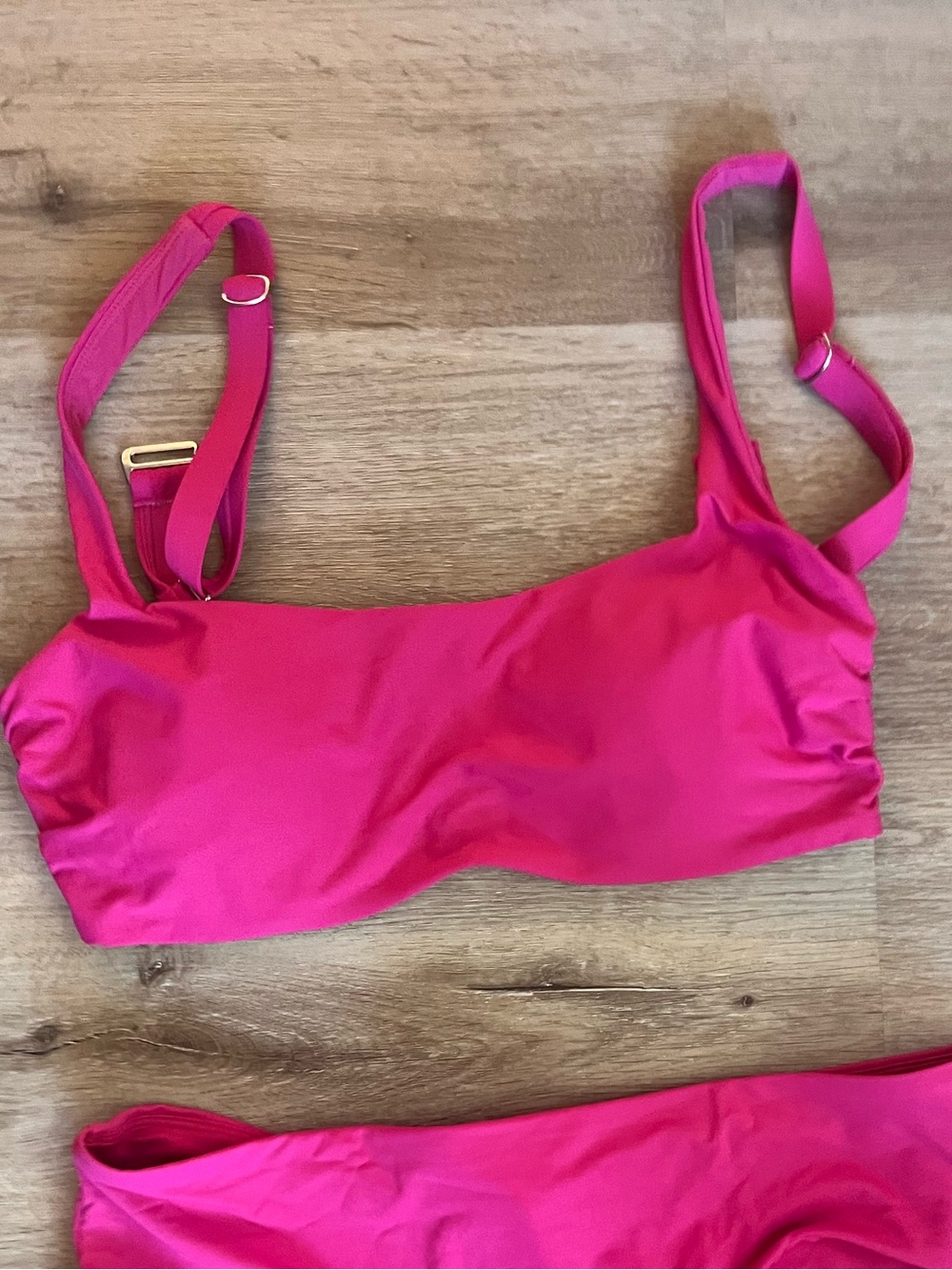 Square Neck Bra Cup Bikini Top in Salvia Pink - Picture 2 of 4